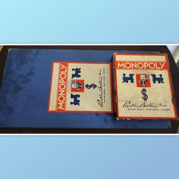 Monopoly 1937 Vintage Board Game Blue Box Parker Brothers Wood Pieces Complete W - Picture 1 of 9